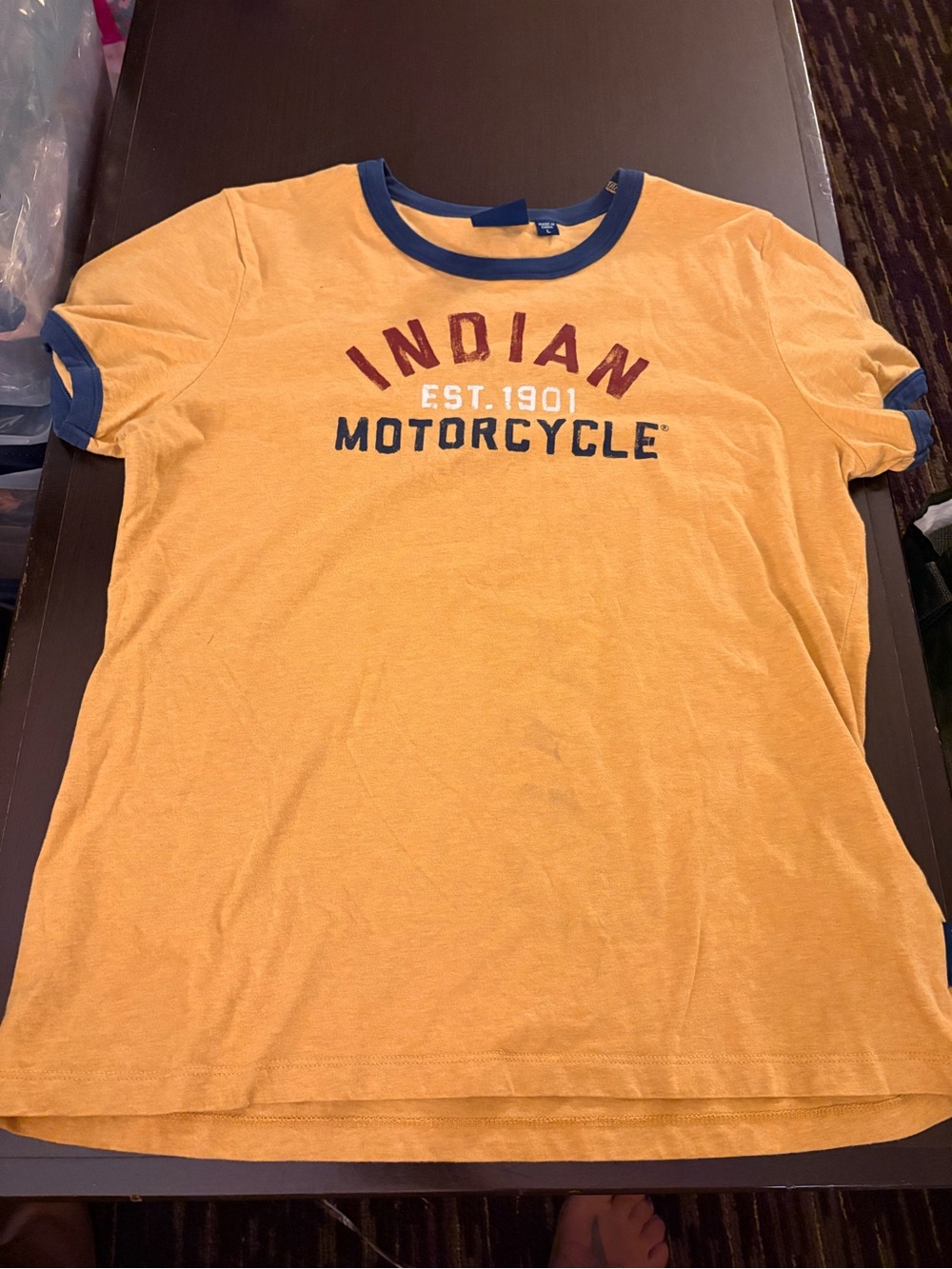 Indian Motorcycle Men's Short-Sleeve Yellow Ringer Tee